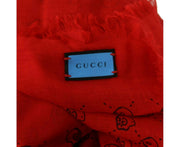 Gucci Women's Ghost Red Modal / Silk GG Skull Print Large Square Scarf 453225 6568