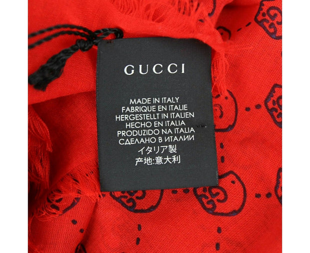 Gucci Women's Ghost Red Modal / Silk GG Skull Print Large Square Scarf 453225 6568