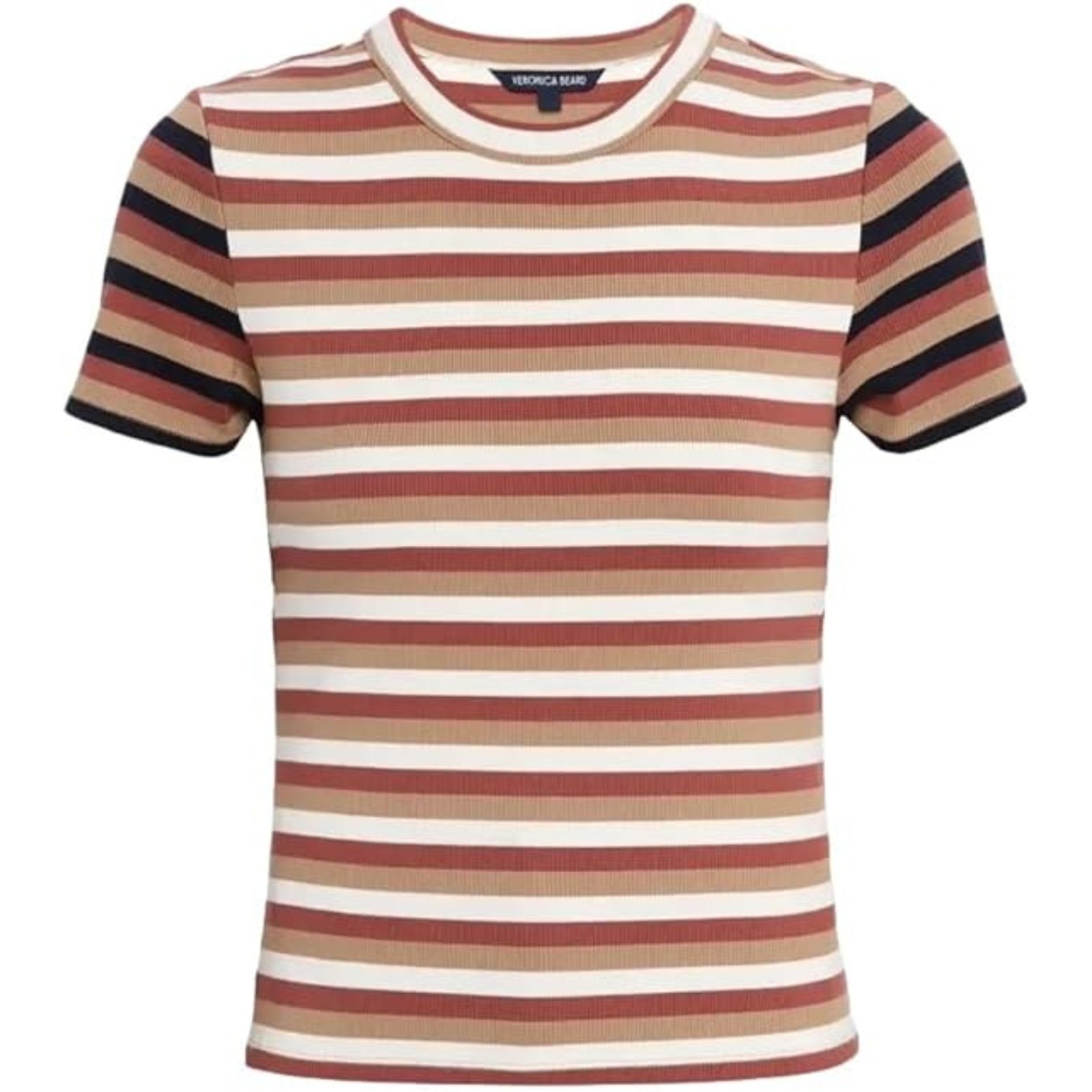 Veronica Beard Women's Pruitt Short Sleeve Tee, Malt/Red Oak/Dove