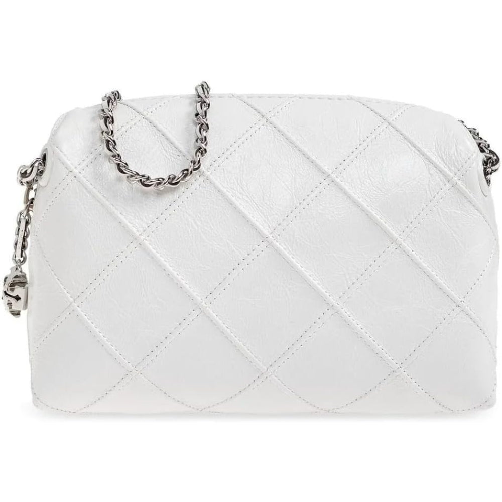 Tory Burch Women's Fleming Distressed Leather Crossbody, Blanc