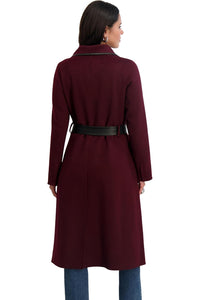 Tahari Women's Double-Faced Luxury Soft Wool Blend Long Wrap Coat, Cherry