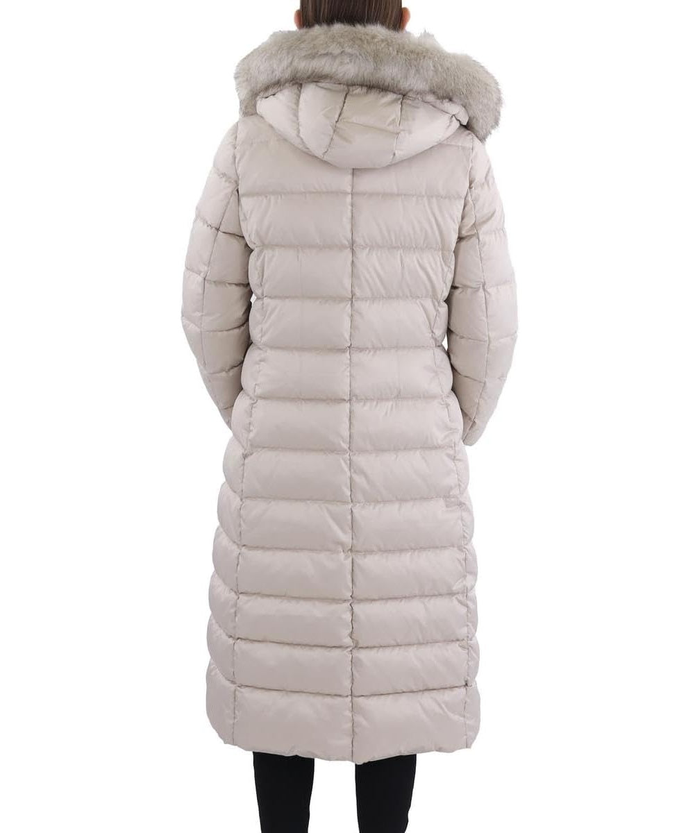 TAHARI Women's Phoebe Oversized Faux Fur Trim Maxi Coat, Pale Oak