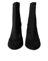 Dolce & Gabbana Black Mesh Stiletto Heels Ankle Boots Women's Shoes