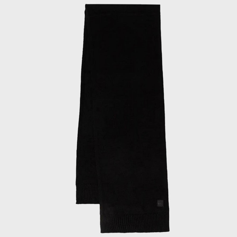 Hugo Boss Men's Akaio Ribbed Knit Scarf, Black