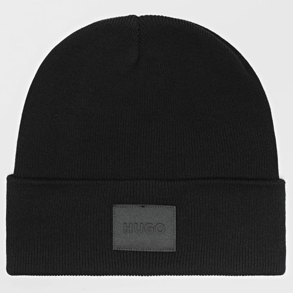 Hugo Men's Xevon Cotton Knitted Beanie, Black