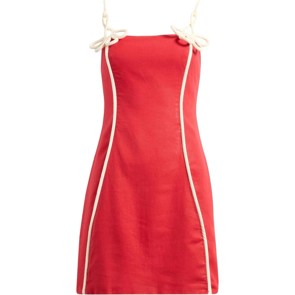 FARM Rio Women's 3D Flower Linen Midi Dress, Red