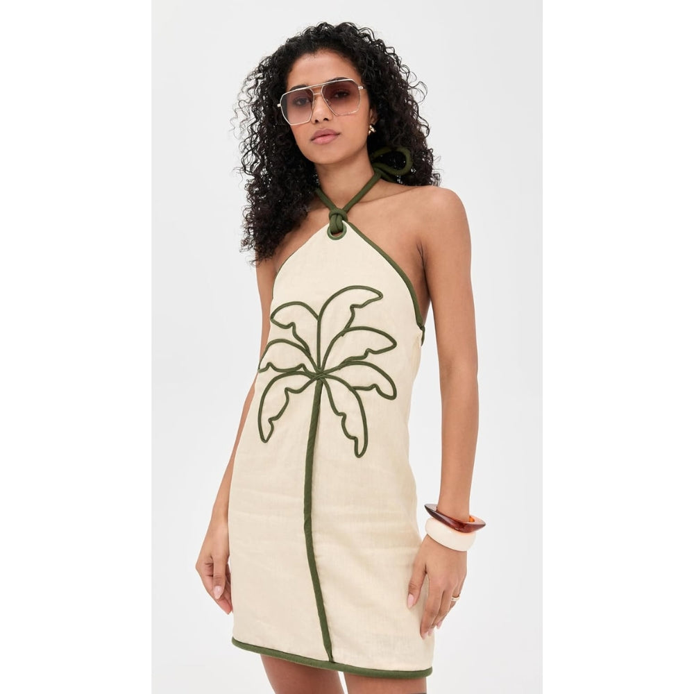FARM Rio Women's Sand Coconut Sleeveless Mini Dress, Sand