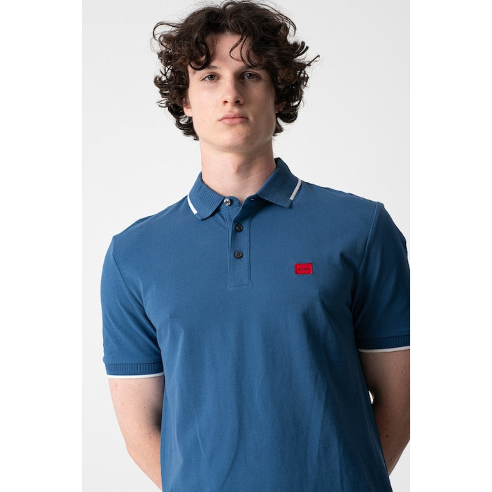 Hugo Boss Hugo Men's Deresino 232 Square Logo Polo Shirt, Medium Blue