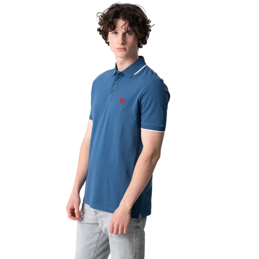 Hugo Boss Hugo Men's Deresino 232 Square Logo Polo Shirt, Medium Blue