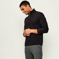 Hugo Boss Men's Structure 1/4 Zip Waffle Knit Sweatshirt, Black