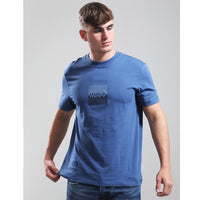 Hugo Men's Dusplit Logo Print Cotton Short Sleeve T-Shirt, Medium Blue