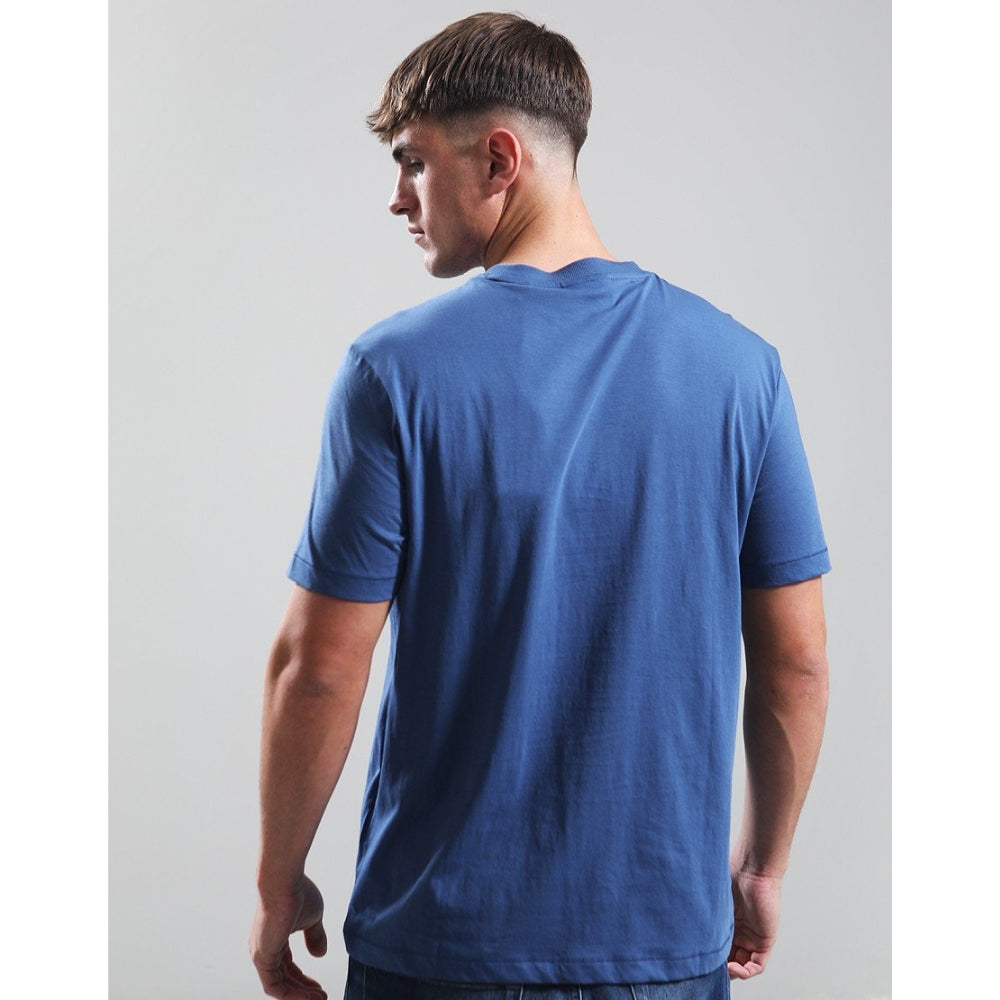 Hugo Men's Dusplit Logo Print Cotton Short Sleeve T-Shirt, Medium Blue