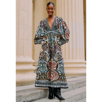 FARM Rio Women's Balamana Deep V-Neck Maxi Dress, Multicolor