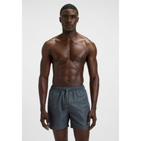 Hugo Boss Men's Vibe Geometric Print Swim Trunks, Open Grey