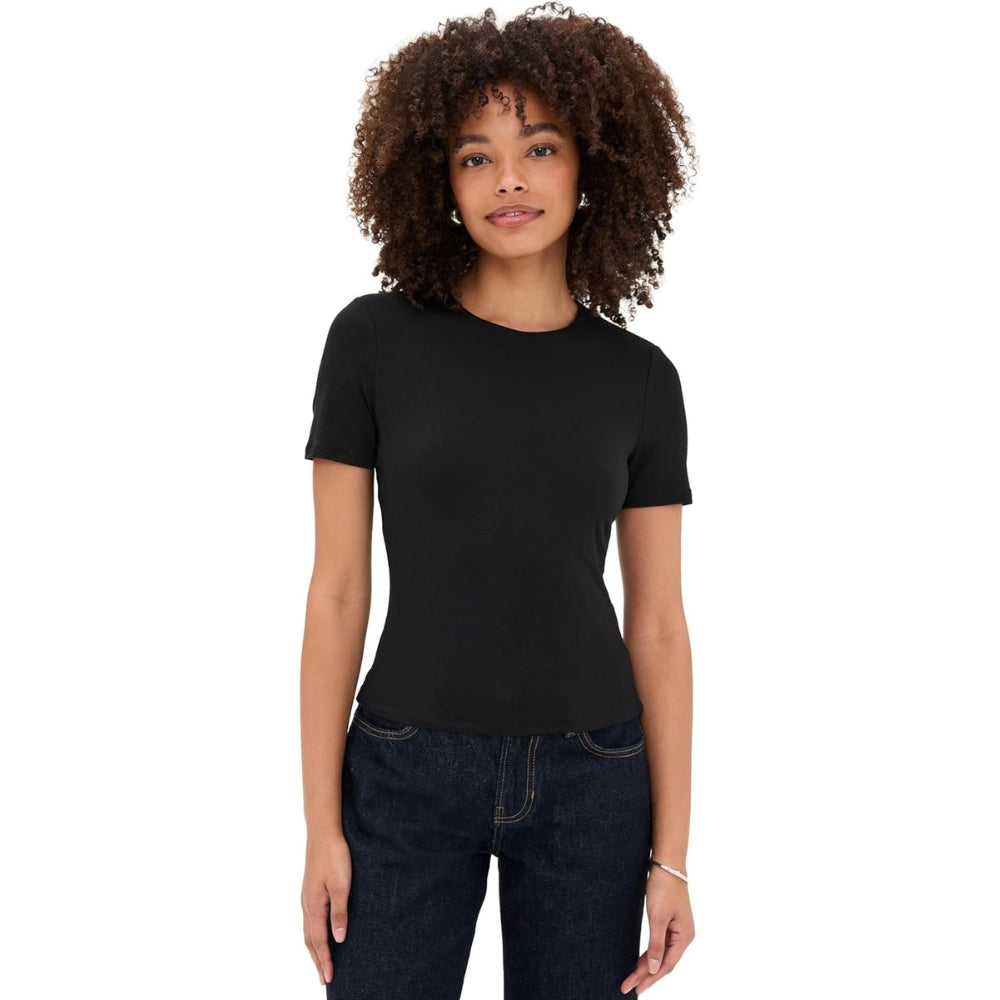 Veronica Beard Women's Benedict Short Sleeve Tee, Black