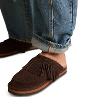 Free People Women's Fallon Fringe Mule, Chocolate Suede