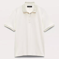 rag & bone Men's Tech Pique Short Sleeve Polo Shirt, Chalk