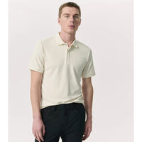 rag & bone Men's Tech Pique Short Sleeve Polo Shirt, Chalk