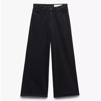rag & bone Women's Aiden Low-Rise Wide Leg Jean, Black
