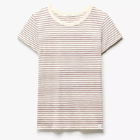 rag & bone Women's The Slub Stripe Tee, Burgundy Multi