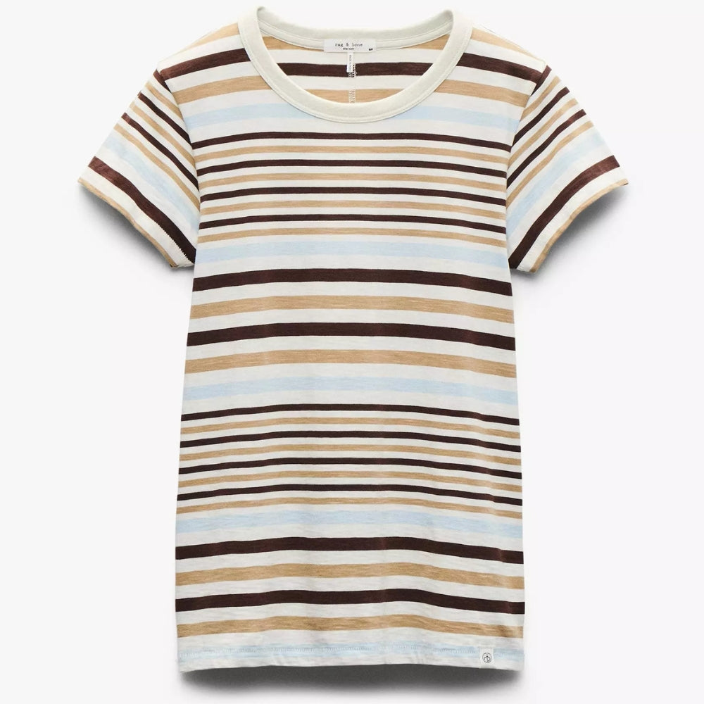 rag & bone Women's The Slub Stripe Tee, Ivory Multi