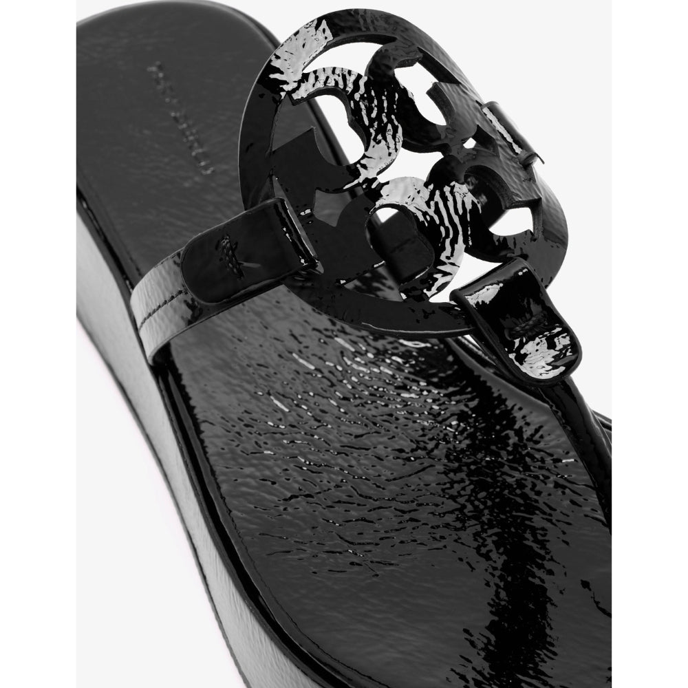 Tory Burch Women's Miller Wedge 25mm Sandal, Perfect Black Patent