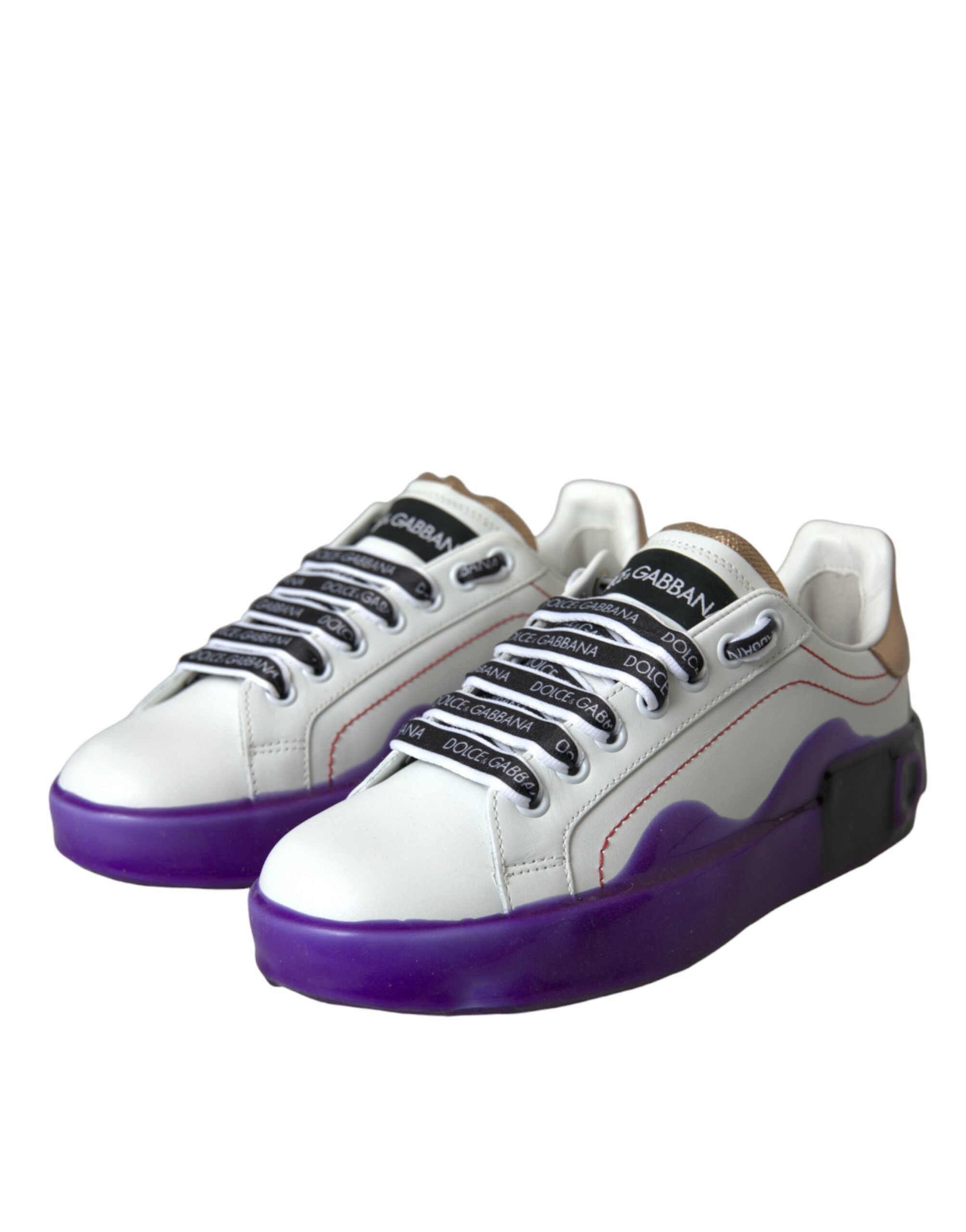 Dolce & Gabbana White Leather Portofino Low Top Sneakers Women's Shoes