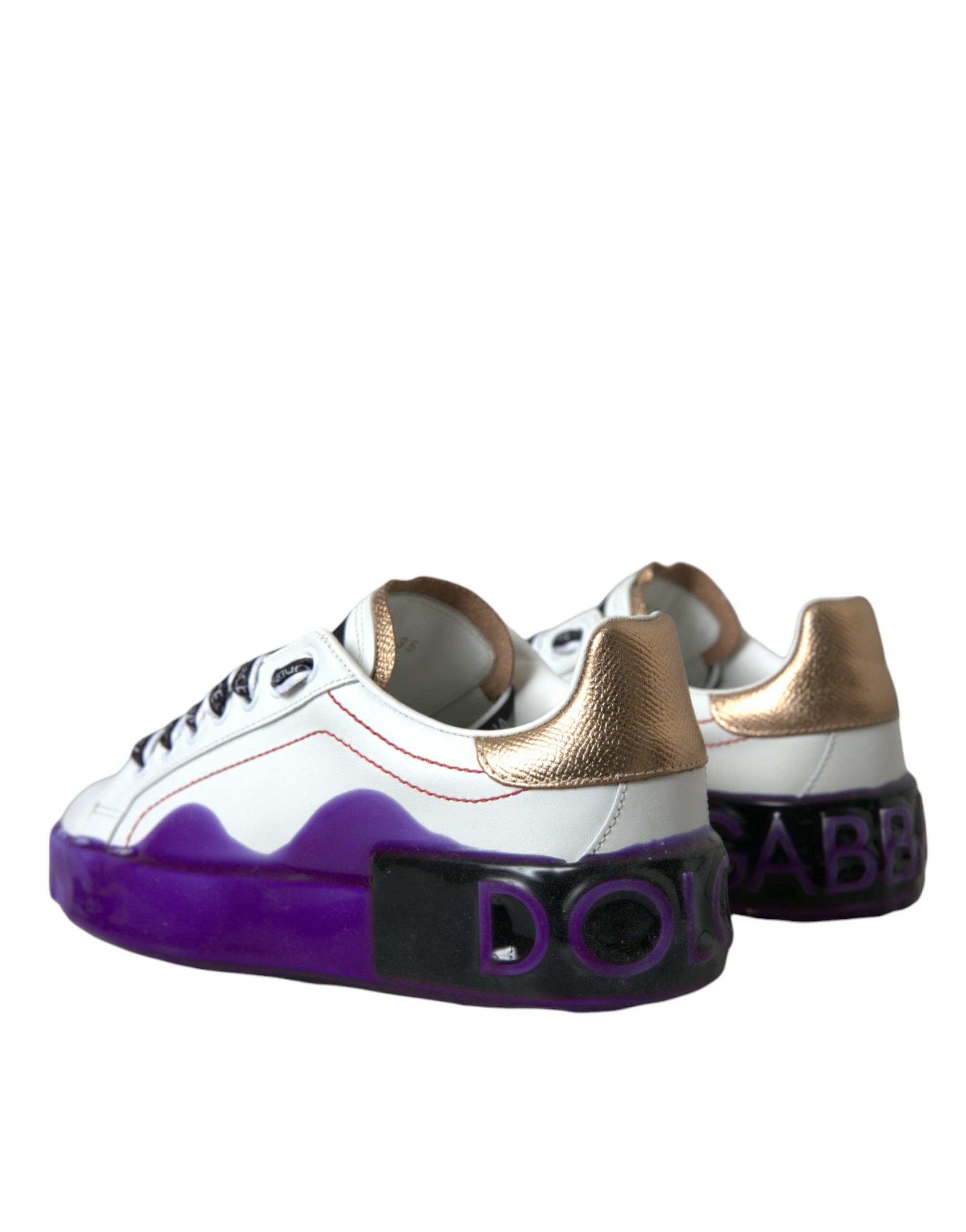 Dolce & Gabbana White Leather Portofino Low Top Sneakers Women's Shoes
