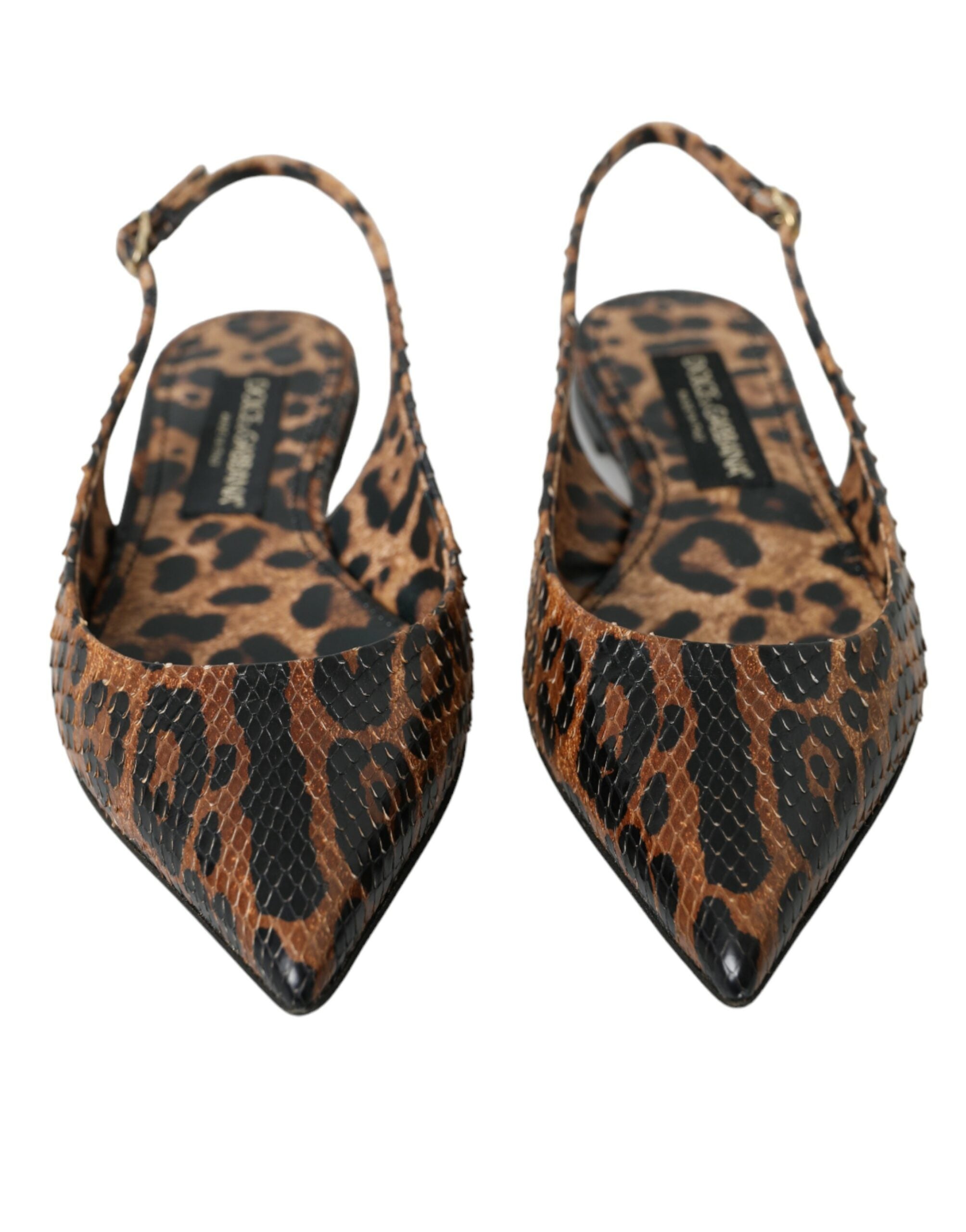 Dolce & Gabbana Dolce & Gabbana Brown Leopard Exotic Skin Slingback Women's Shoes