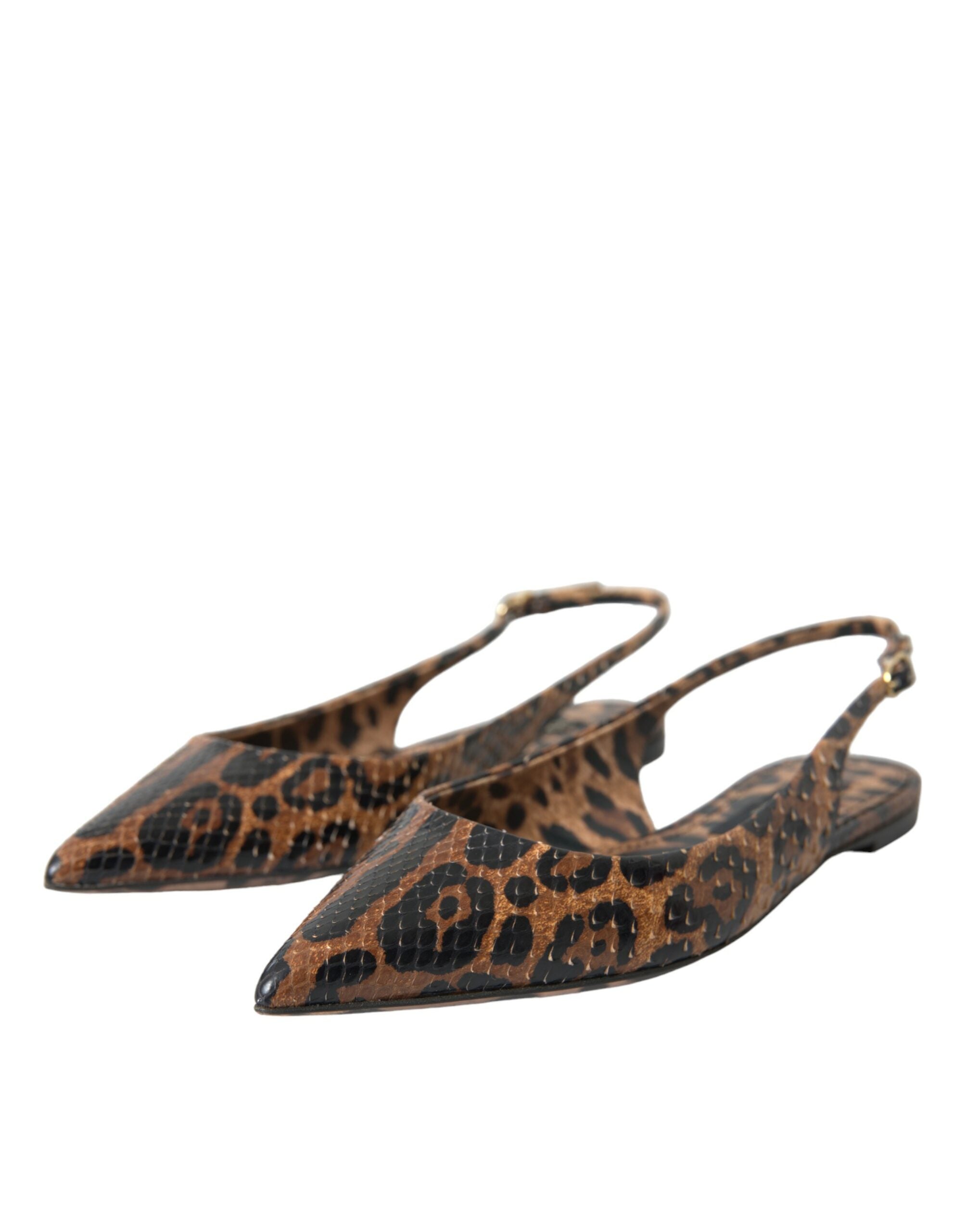 Dolce & Gabbana Dolce & Gabbana Brown Leopard Exotic Skin Slingback Women's Shoes