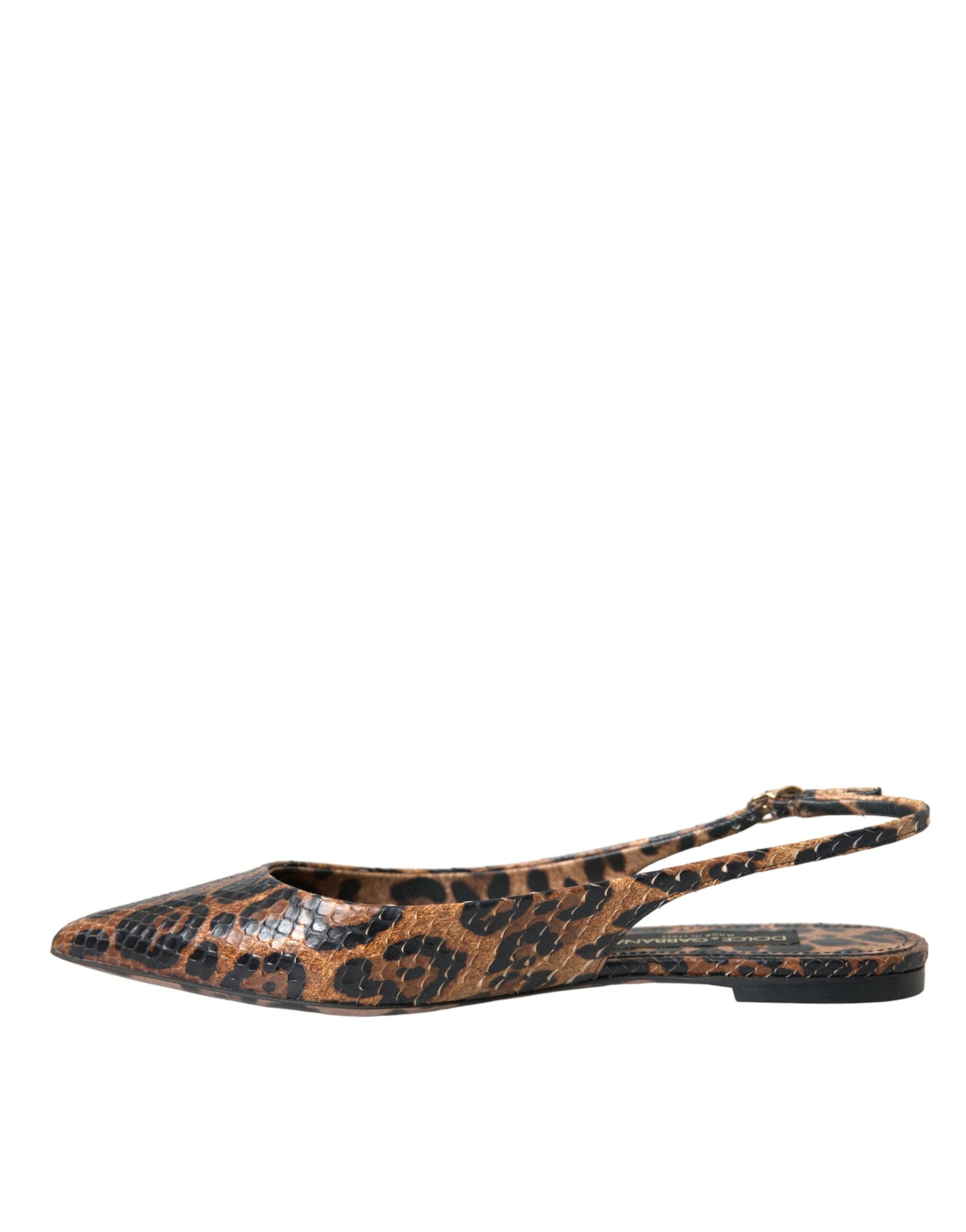 Dolce & Gabbana Dolce & Gabbana Brown Leopard Exotic Skin Slingback Women's Shoes