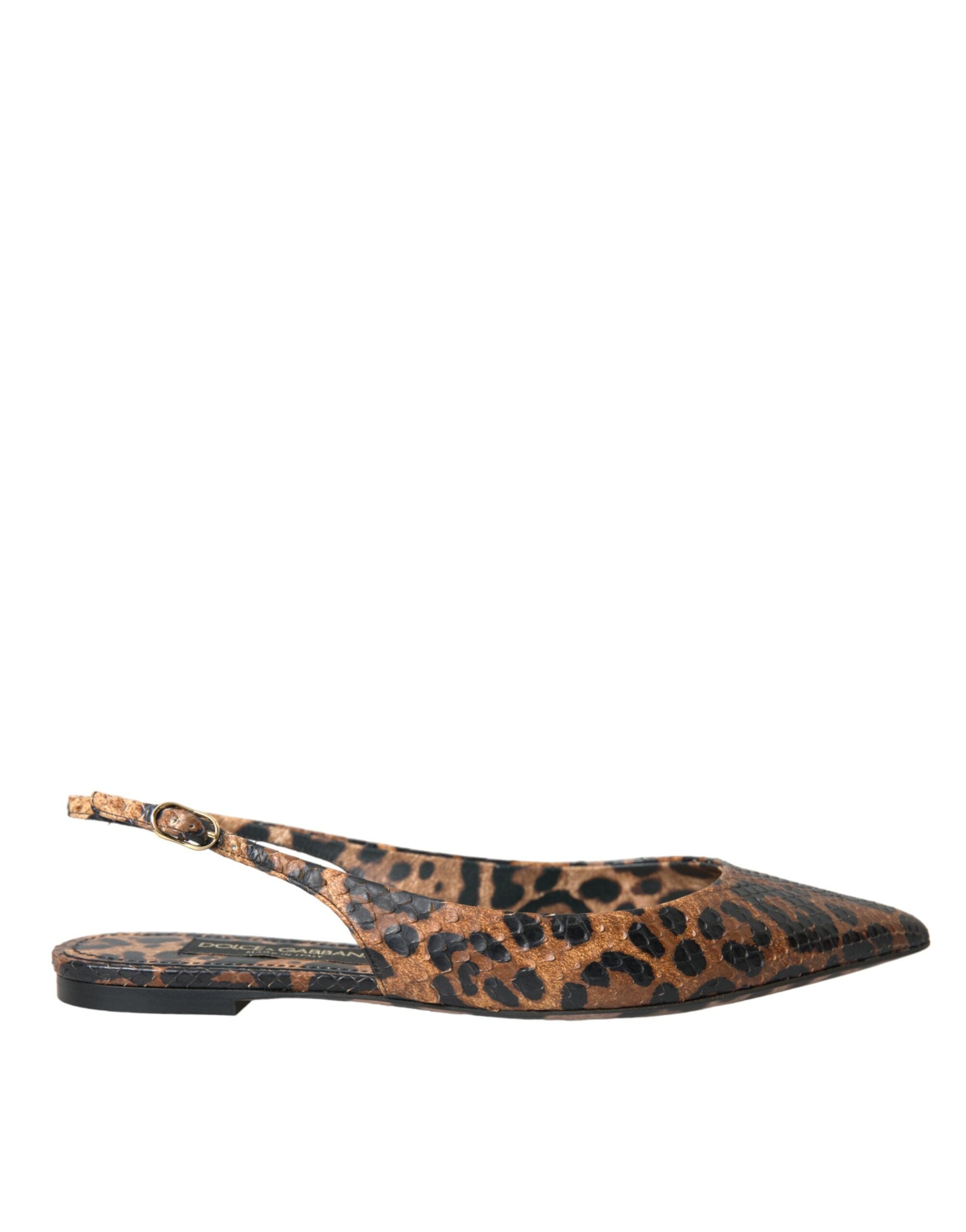 Dolce & Gabbana Dolce & Gabbana Brown Leopard Exotic Skin Slingback Women's Shoes
