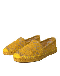 Dolce & Gabbana Dolce & Gabbana Yellow Taormina Lace Espadrille Loafers Flats Women's Shoes