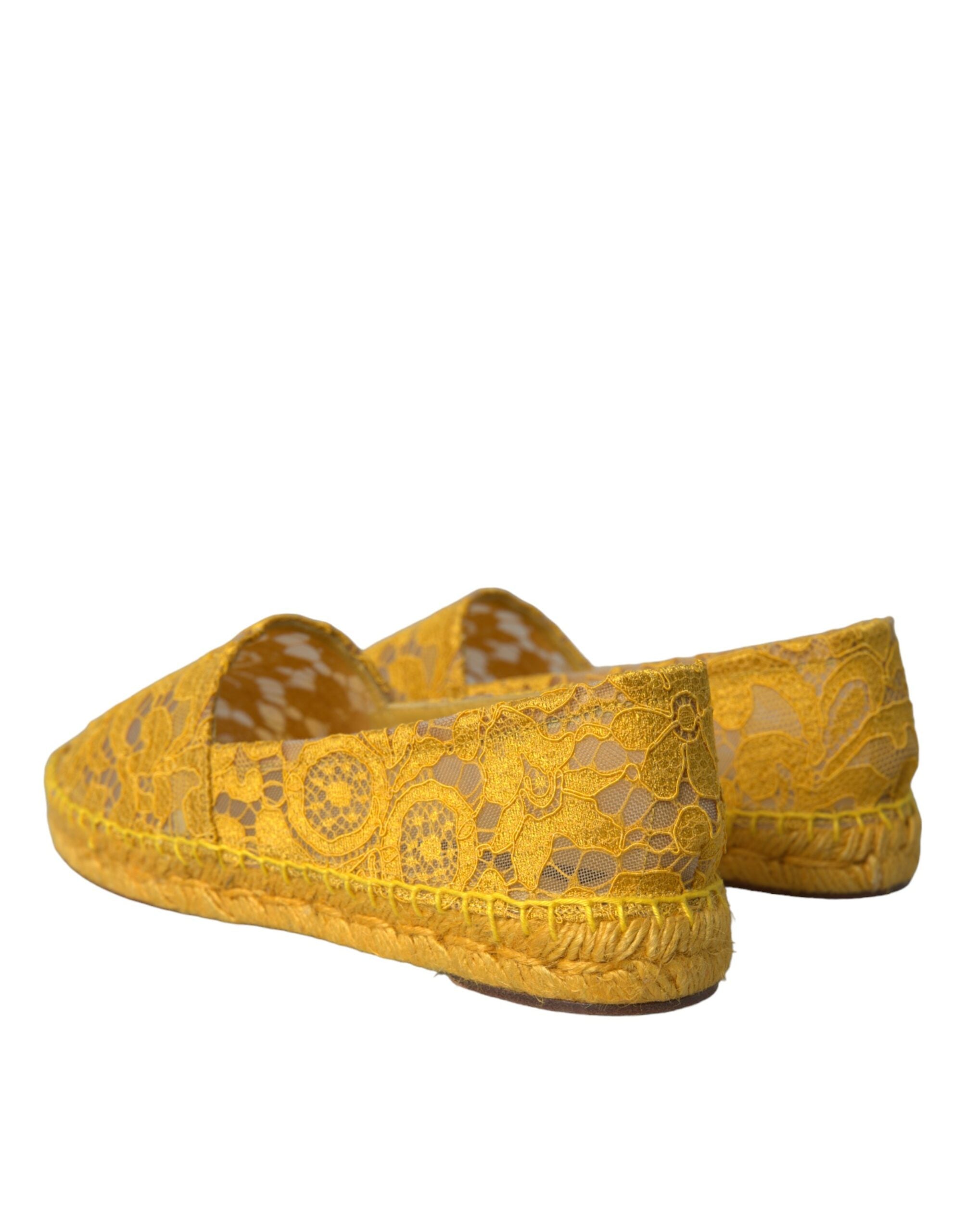 Dolce & Gabbana Dolce & Gabbana Yellow Taormina Lace Espadrille Loafers Flats Women's Shoes