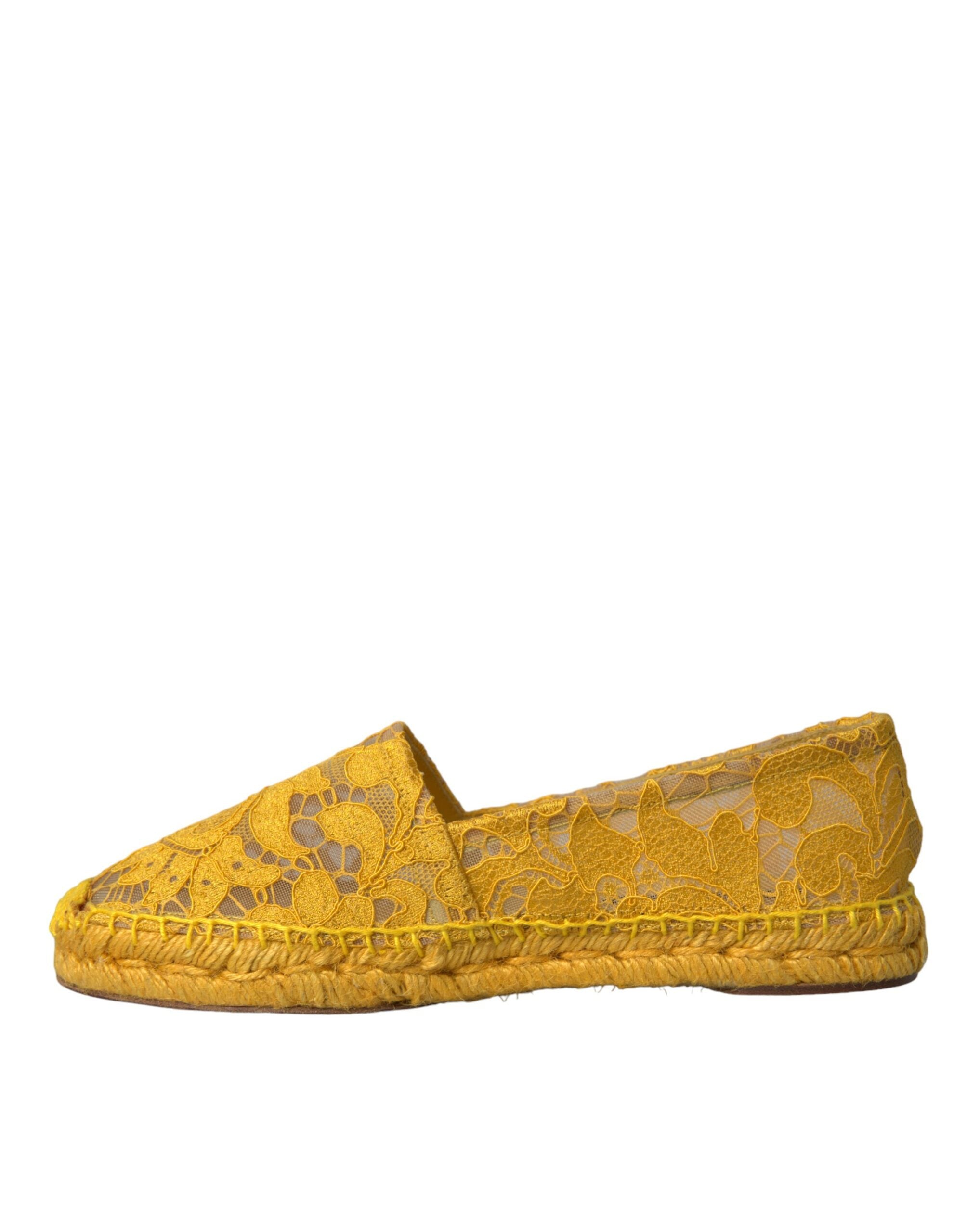Dolce & Gabbana Dolce & Gabbana Yellow Taormina Lace Espadrille Loafers Flats Women's Shoes