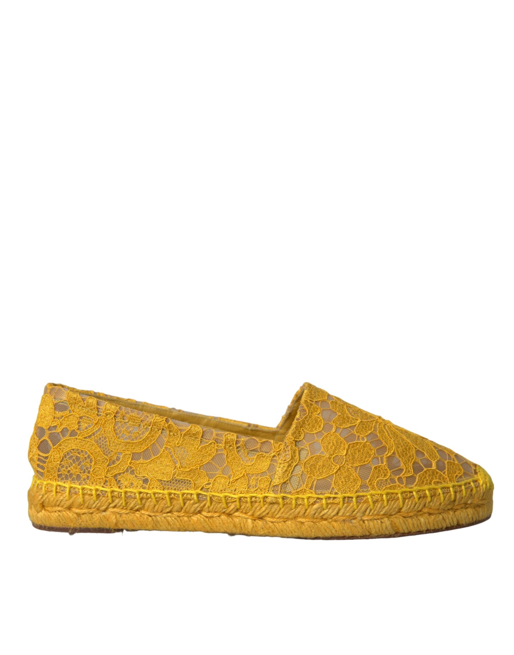 Dolce & Gabbana Dolce & Gabbana Yellow Taormina Lace Espadrille Loafers Flats Women's Shoes