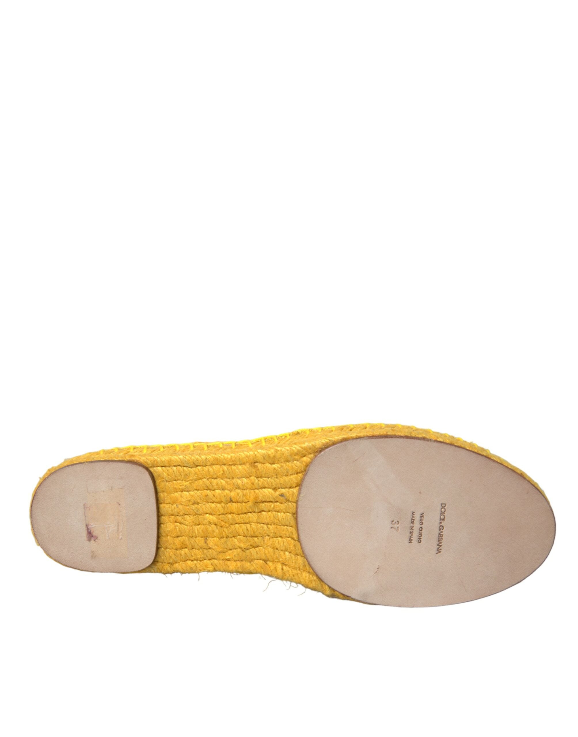 Dolce & Gabbana Dolce & Gabbana Yellow Taormina Lace Espadrille Loafers Flats Women's Shoes