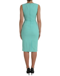 Dolce & Gabbana Green Viscose Sleeveless Bodycon Midi Women's Dress