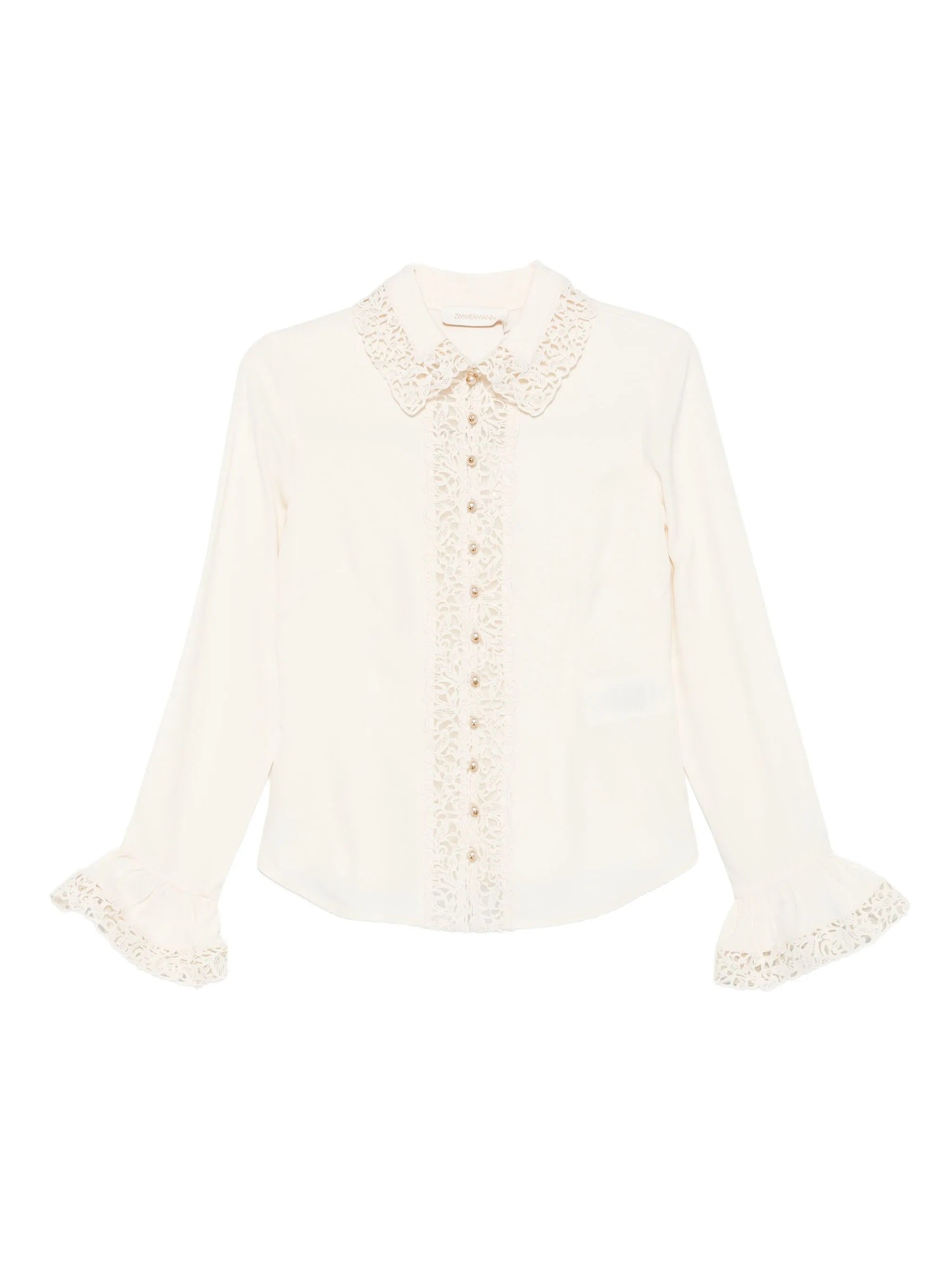 Zimmermann Women's Lace Trim Shirt, Cream, 2