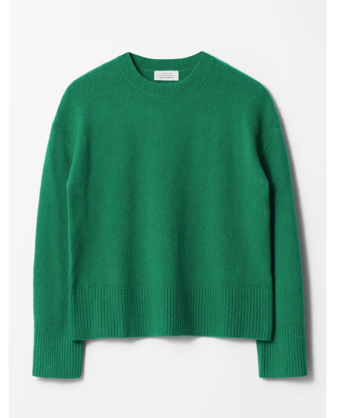 & Other Stories Women's Green Cotton Wool Blent Crew Neck Top XS