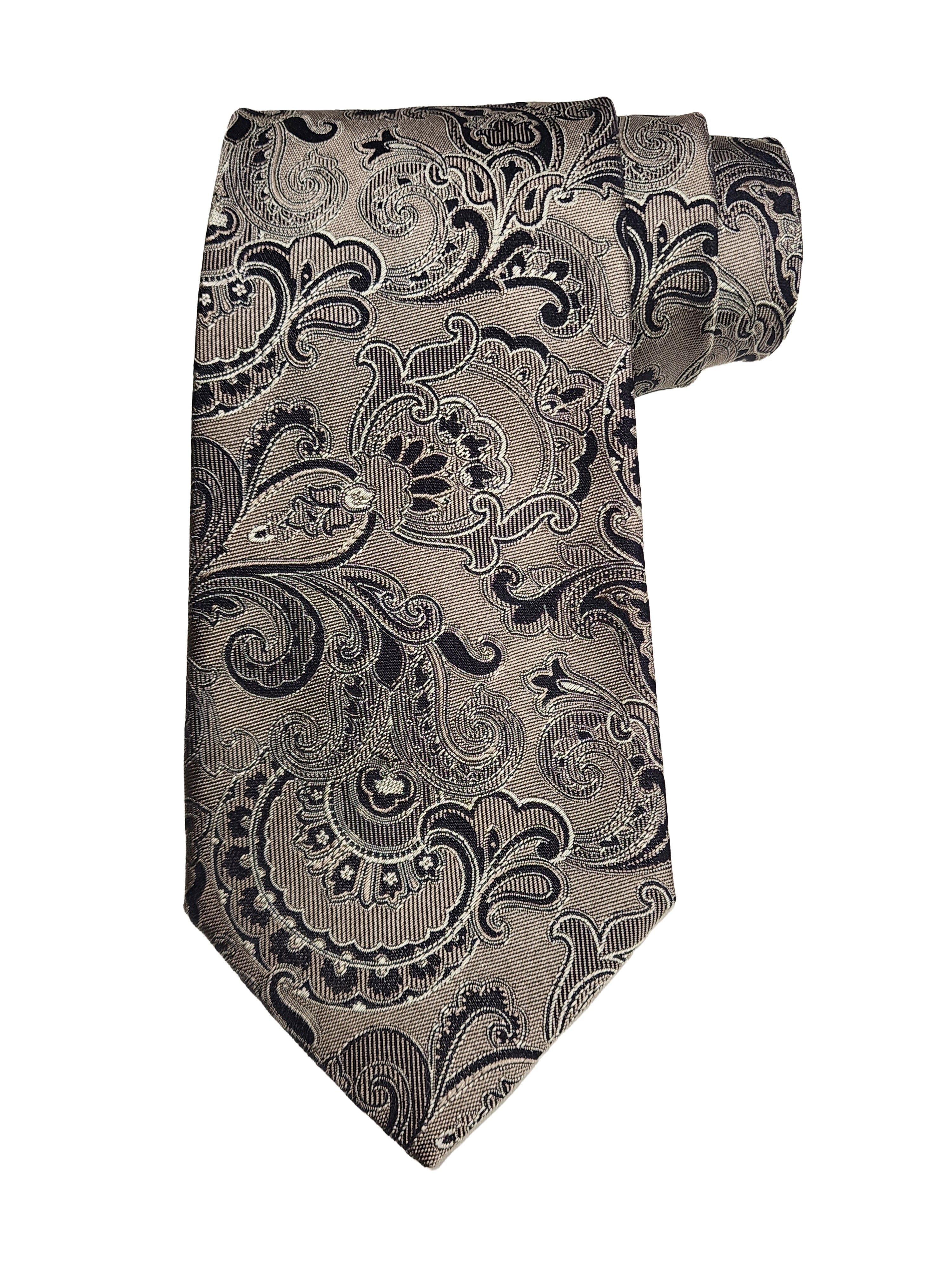 Etro Men's Jacquard Paisley Print Silk Neck Tie, Con y Gray