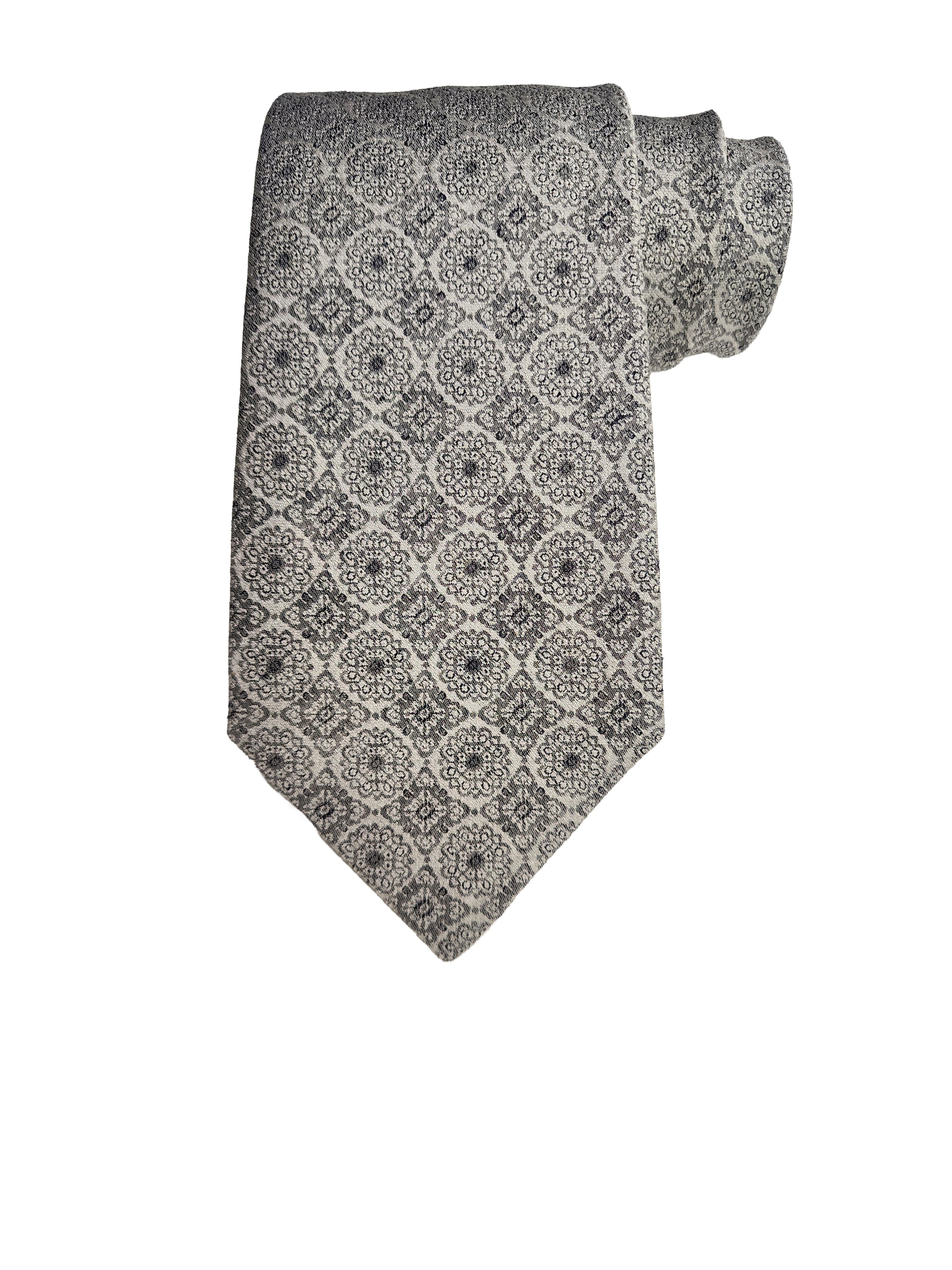 Etro Men's Jacquard Paisley Print Silk Neck Tie, Grey