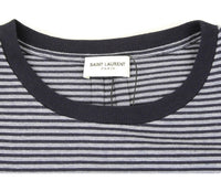 Saint Laurent Men's Blue Cotton Striped Crewneck T-shirt10