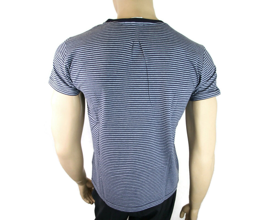 Saint Laurent Men's Blue Cotton Striped Crewneck T-shirt4