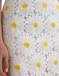 Dolce & Gabbana White Floral Pencil Straight Lace Women's Skirt
