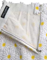 Dolce & Gabbana White Floral A-line Mini Women's Skirt