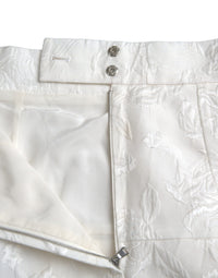 Dolce & Gabbana White Floral Brocade Embellished Mini Women's Skirt