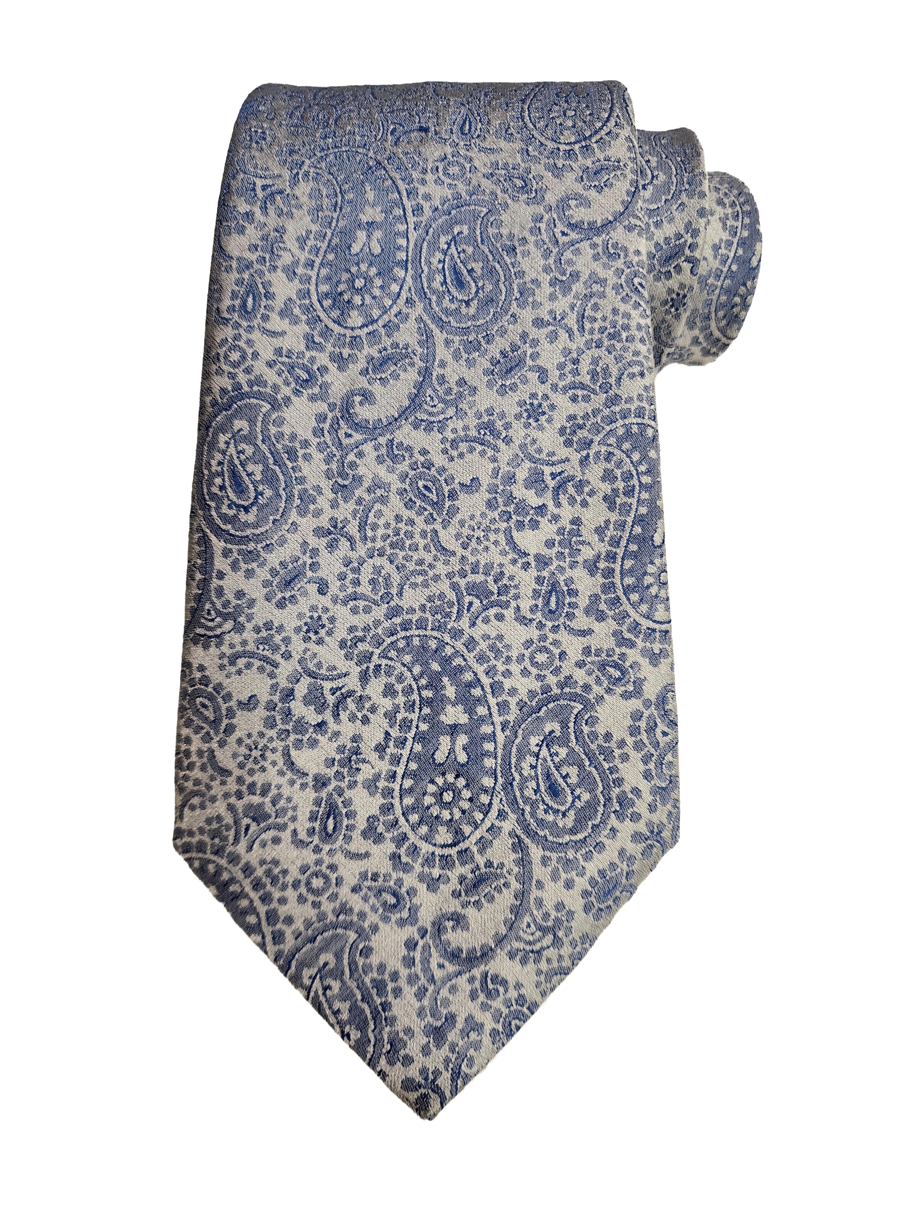 Etro Men's Jacquard Paisley Print Silk Neck Tie, Blue y Sky