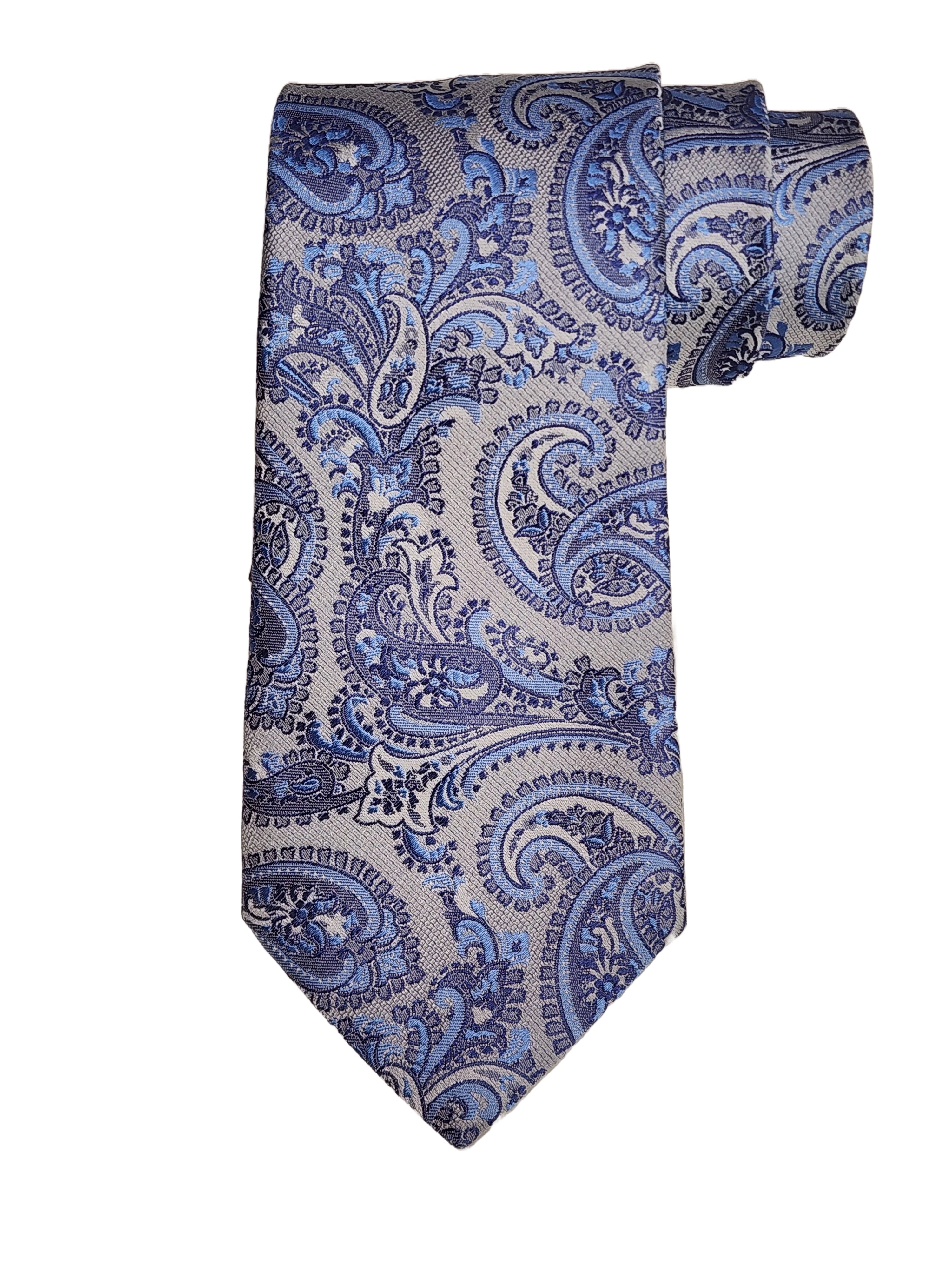 Etro Men's Jacquard Paisley Print Silk Neck Tie, Blue y Gray