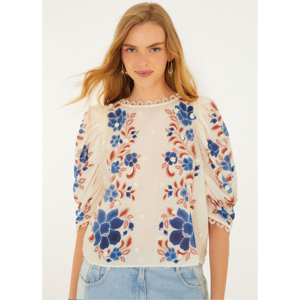 FARM Rio Women's Renata Floral Sand Blouse
